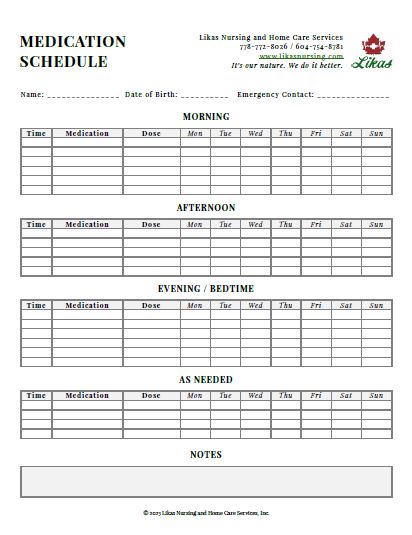 LN Medication Schedule