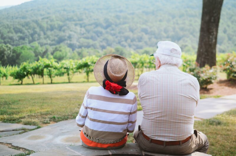 Elderly Couple In The Sun Vineyard