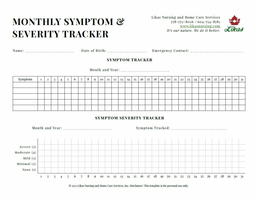 LN Monthly Symptom And Severity Tracker