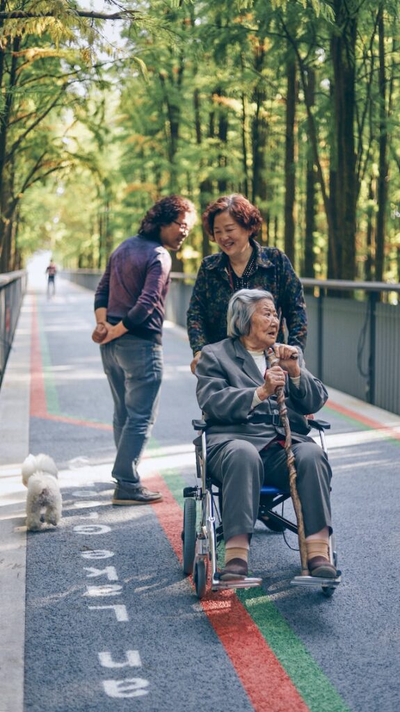 Wheelchair Woman Park With Caretaker